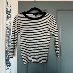 J. Crew Merino Wool Navy Ivory Striped Sweater XS